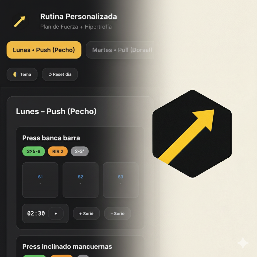 Vista previa de la web app de rutina de gimnasio